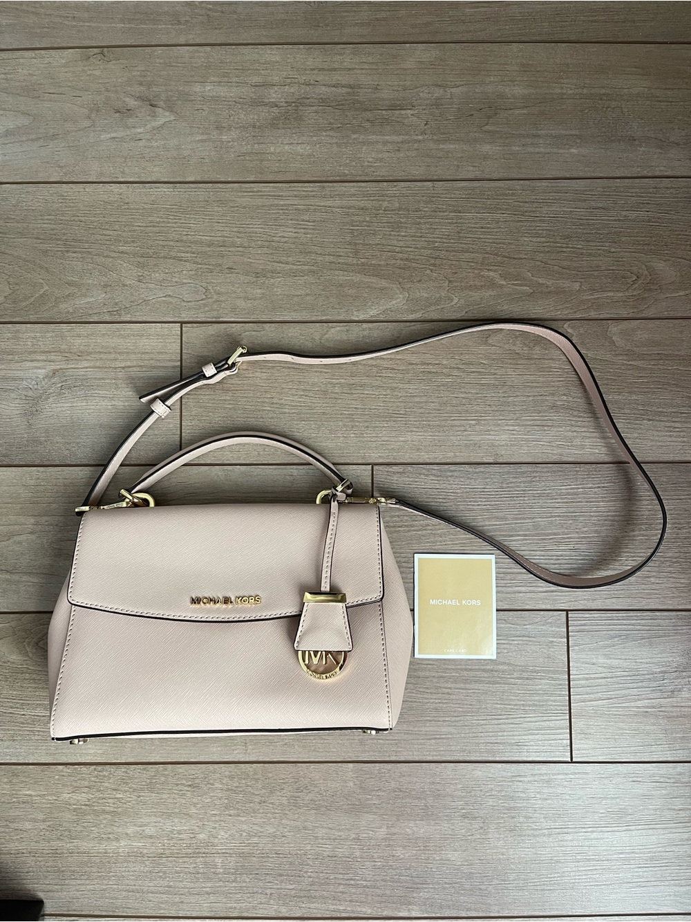 Michael Kors Blush Pink Leather Satchel with Gold Hardware